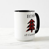 Mug Boss de Noël Plaid Arbre de Noël Drôle (Devant droit)