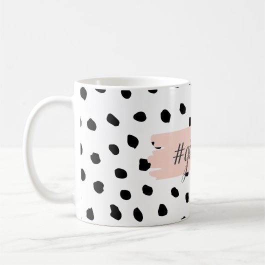 Mug Boss et points noirs Pastel Rose moderne (Gauche)