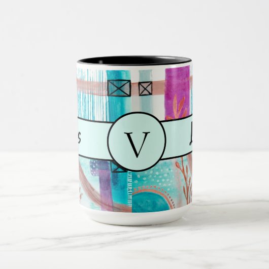 Mug Boss Lady Black Monogram Abstrait Ringer 15oz (Centre)