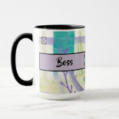 Mug Boss Lady Black Monogramme Abstrait 2 Ringer 15oz (Gauche)