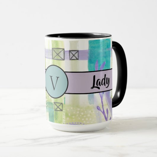 Mug Boss Lady Black Monogramme Abstrait 2 Ringer 15oz (Devant droit)