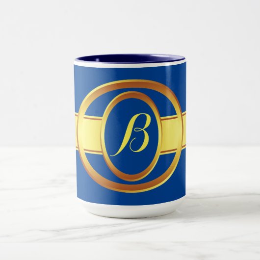 Mug Boss Lady Bleu et Jaune Monogram Ringer 15oz (Centre)