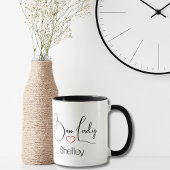 Mug Boss Lady Funny Minimal noir Script Coeur rouge