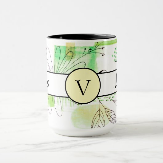Mug Boss Lady Green Monogram Abstrait Ringer 15oz (Centre)