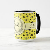 Mug Boss Lady Jaune Noir Monogramme Ringer 15oz (Devant droit)