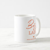 Mug Boss Lady Moderne Rose Orange Script Personnalisé (Devant droit)