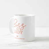 Mug Boss Lady Moderne Rose Orange Script Personnalisé (Devant gauche)