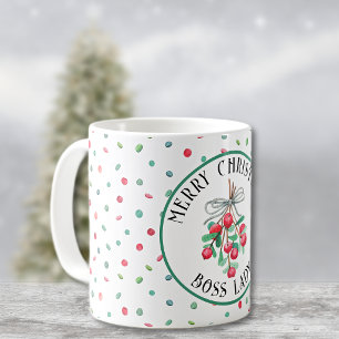 Mug Boss Lady, Motif de bonbons au gui de Noël 325ml