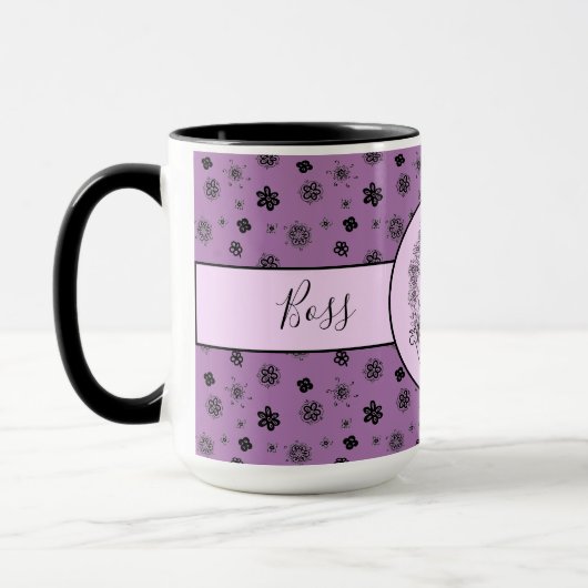 Mug Boss Lady violet noir Monogramme Ringer 15oz (Gauche)