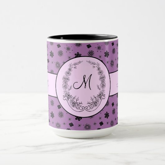 Mug Boss Lady violet noir Monogramme Ringer 15oz (Centre)