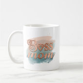 Mug Boss Mom Tendance Cuivre Turquoise Aquarelle Typog (Gauche)