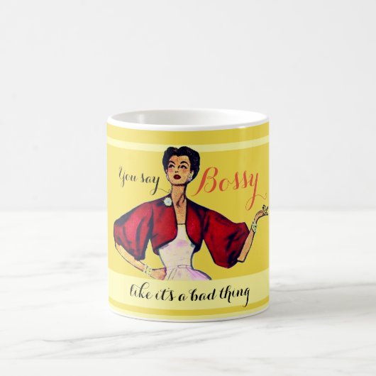 Mug Bossy Gal Retro Jaune (Centre)