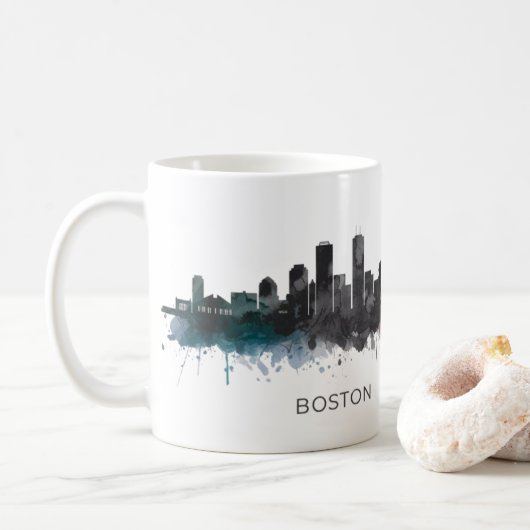 Mug Boston City Skyline, Boston Ma Skyline (Avec donut)