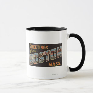 Mug Boston, scènes 3 de lettre de MassachusettsLarge