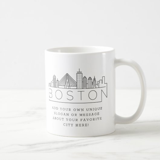 Mug Boston Stylisé Skyline | Slogan personnalisé (Droite)