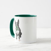 Mug Boston Terrier Avec Moustache Verte Et Pot (Devant gauche)