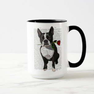 Mug Boston Terrier avec Rose à la bouche
