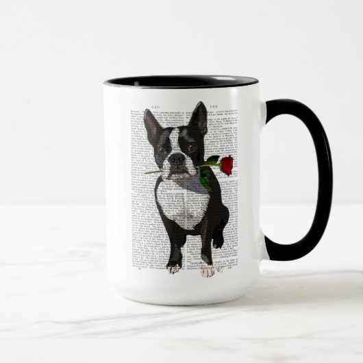 Mug Boston Terrier avec Rose dans la bouche (Droite)