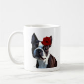 Mug Boston Terrier avec Rose sur Head (Gauche)