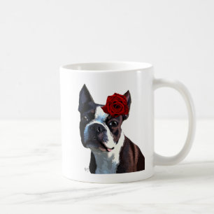 Mug Boston Terrier avec s'est levé sur la tête
