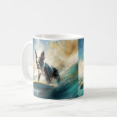 Mug Boston Terrier Beach Surfing Peinture (Devant gauche)