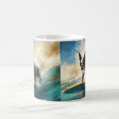 Mug Boston Terrier Beach Surfing Peinture (Centre)