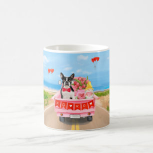 Mug Boston Terrier Chien Valentine's Day Truck Hearts