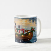 Mug Boston Terrier Christmas Boat Holiday (Devant droit)