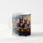 Mug Boston Terrier Christmas Boat Holiday (Devant gauche)