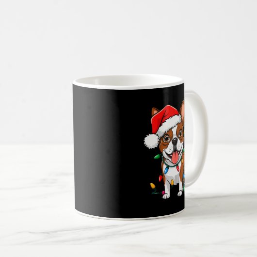Mug Boston Terrier Christmas Lights Xmas Dogs Men Wome (Devant droit)
