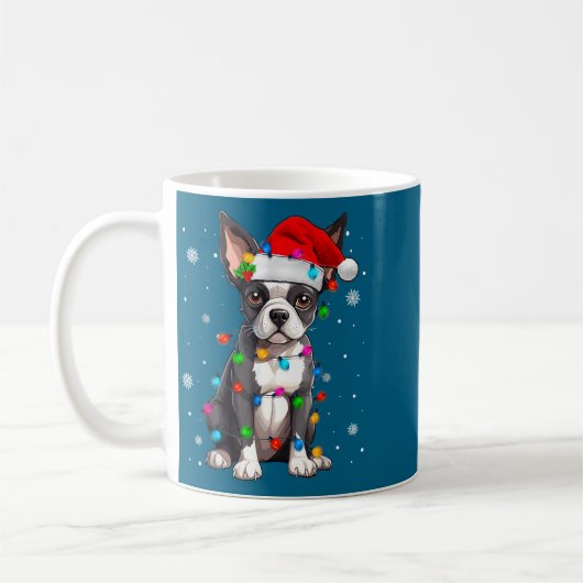 Mug Boston Terrier Christmas Santa Hat  (Gauche)