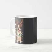 Mug Boston Terrier Christmas Santa Hat Reindeer Lights (Devant gauche)