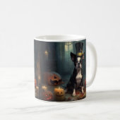 Mug Boston Terrier Citrouille Halloween effroi (Devant droit)