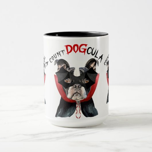Mug Boston Terrier Funny Count DOGcula Halloween (Centre)