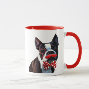 Mug Boston Terrier Portrait avec Cravate Red Bow et 2