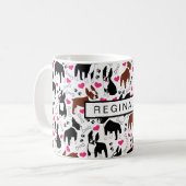 Mug Boston Terriers and Hearts Cute Custom Name (Devant gauche)