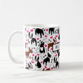 Mug Boston Terriers and Hearts Cute Custom Name (Gauche)
