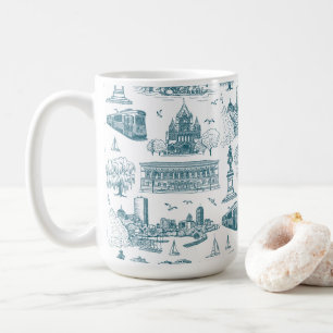 Mug Boston Toile (éd. anniversaire) bleu/blanc