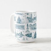 Mug Boston Toile (éd. anniversaire) bleu/blanc (Devant gauche)