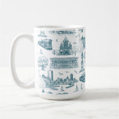 Mug Boston Toile (éd. anniversaire) bleu/blanc (Gauche)