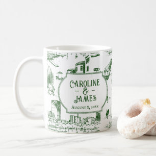Mug Boston Toile Forest Green Mariage personnalisé