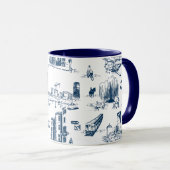 Mug Boston Toile Navy (Devant droit)