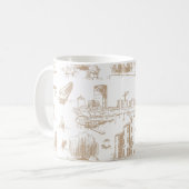 Mug Boston Toile Tan et blanc (Devant gauche)