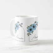 Mug Botanical Arch Black Script Elegant Blue Floral (Devant gauche)