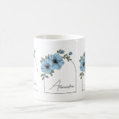 Mug Botanical Arch Black Script Elegant Blue Floral (Centre)