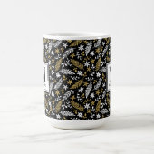 Mug Botanical Black Gold Monogram Name Holiday (Centre)
