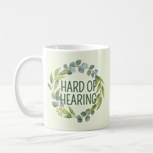 Mug Botanical Hard of Hearing Green Deafness (Gauche)