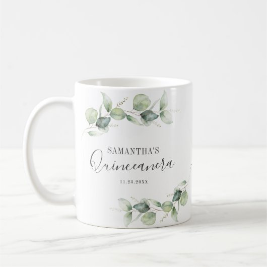 Mug Botanique 15e anniversaire Eucalyptus Quinceanera (Gauche)