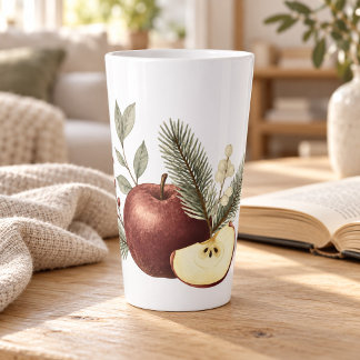 Mug botanique à l'aquarelle Pomme rouge & Épinette