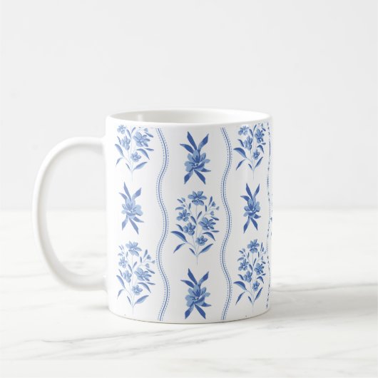 Mug Botanique Bleu et Blanc (Gauche)